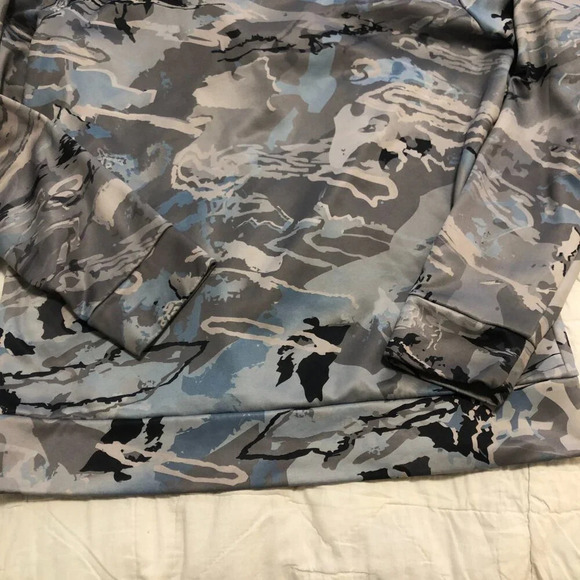 Under Armour Iso-Chill Camo Hoodie Sweatshirt Gray Blue Men's Medium Athletic - Picture 4 of 9